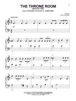 page one of Throne Room and End Title (from Star Wars: A New Hope) (Big Note Piano)