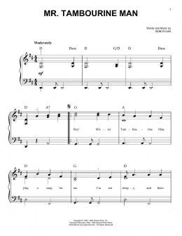 page one of Mr. Tambourine Man (Easy Piano)