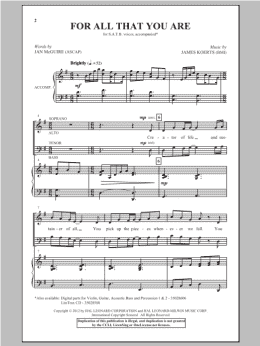 page one of For All That You Are (SATB Choir)