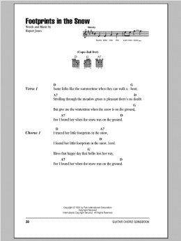 page one of Footprints In The Snow (Guitar Chords/Lyrics)