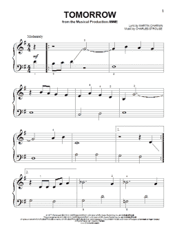 page one of Tomorrow (Beginning Piano Solo)