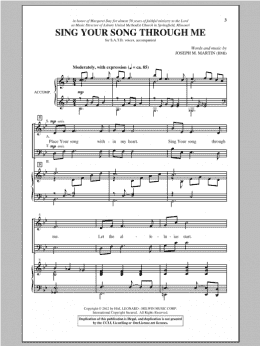 page one of Sing Your Song Through Me (SATB Choir)