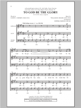 page one of To God Be The Glory (SATB Choir)