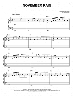 page one of November Rain (Very Easy Piano)