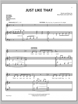 page one of Just Like That (Piano & Vocal)
