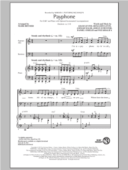 page one of Payphone (SAB Choir)