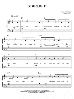 page one of Starlight (Easy Piano)