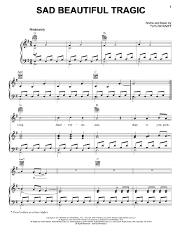 page one of Sad Beautiful Tragic (Piano, Vocal & Guitar Chords (Right-Hand Melody))