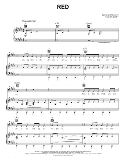 page one of Red (Piano, Vocal & Guitar Chords (Right-Hand Melody))