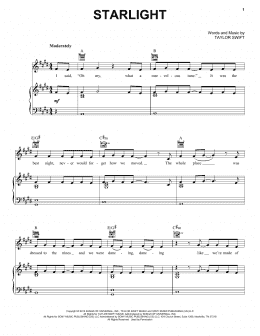 page one of Starlight (Piano, Vocal & Guitar Chords (Right-Hand Melody))