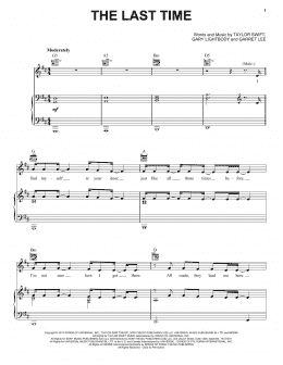page one of The Last Time (Piano, Vocal & Guitar Chords (Right-Hand Melody))