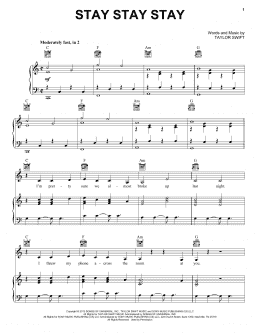 page one of Stay Stay Stay (Piano, Vocal & Guitar Chords (Right-Hand Melody))