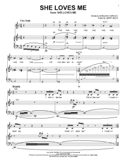 page one of She Loves Me (Piano, Vocal & Guitar Chords (Right-Hand Melody))