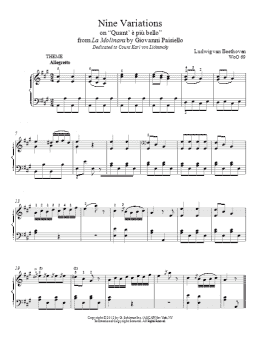 page one of Nine Variations On "Quant' E Piu Bello" (arr. Immanuela Gruenberg) (Piano Solo)