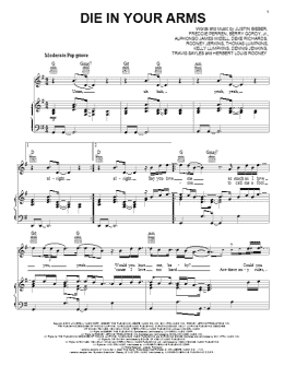 page one of Die In Your Arms (Piano, Vocal & Guitar Chords (Right-Hand Melody))