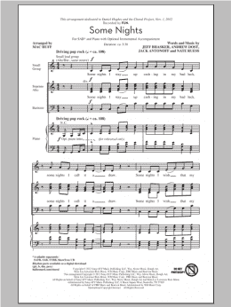 page one of Some Nights (arr. Mac Huff) (SAB Choir)