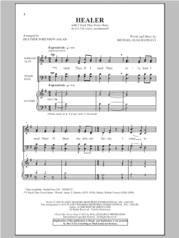 page one of Healer (SATB Choir)