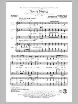 page one of Some Nights (arr. Mac Huff) (SATB Choir)