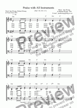 page one of Praise with All Instruments ( four-part )