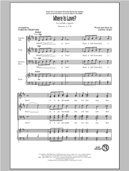 page one of Where Is Love? (SATB Choir)