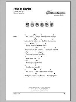 page one of Viva La Gloria! (Guitar Chords/Lyrics)