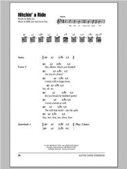 page one of Hitchin' A Ride (Guitar Chords/Lyrics)