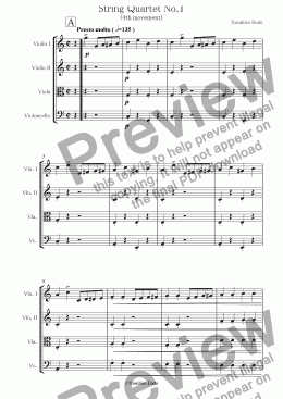 page one of String Quartet No.1 (4th mov.)