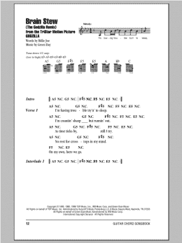 page one of Brain Stew (The Godzilla Remix) (Guitar Chords/Lyrics)