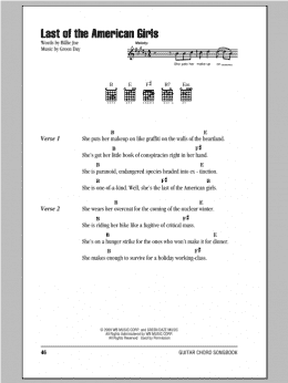 page one of Last Of The American Girls (Guitar Chords/Lyrics)