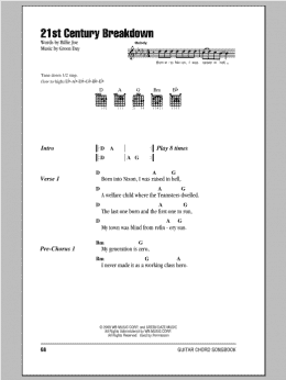 page one of 21st Century Breakdown (Guitar Chords/Lyrics)