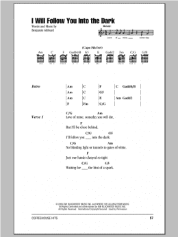 page one of I Will Follow You Into The Dark (Guitar Chords/Lyrics)