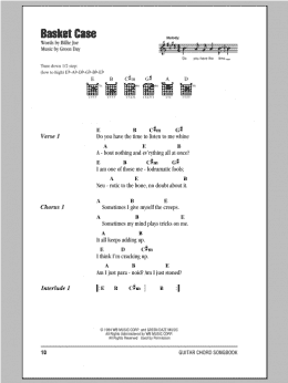 page one of Basket Case (Guitar Chords/Lyrics)