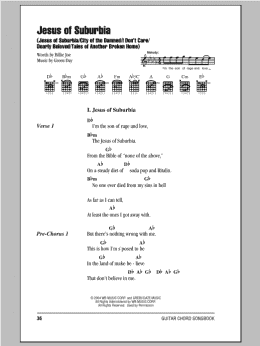 page one of Jesus Of Suburbia: Jesus Of Suburbia/City Of The Damned/I Don't Care/Dearly Beloved/Tales Of Another (Guitar Chords/Lyrics)