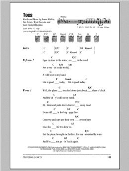 page one of Toes (Guitar Chords/Lyrics)