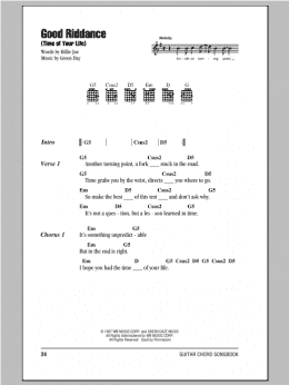 page one of Good Riddance (Time Of Your Life) (Guitar Chords/Lyrics)