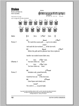 page one of Stolen (Guitar Chords/Lyrics)