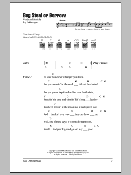page one of Beg Steal Or Borrow (Guitar Chords/Lyrics)
