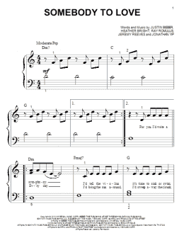page one of Somebody To Love (Big Note Piano)