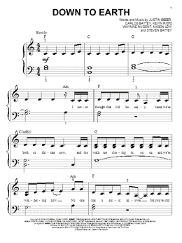 page one of Down To Earth (Big Note Piano)