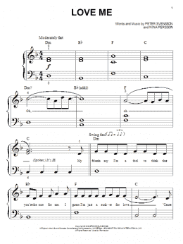 page one of Love Me (Big Note Piano)
