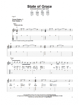 page one of State Of Grace (Easy Guitar Tab)