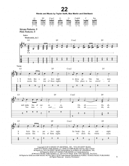 page one of 22 (Easy Guitar Tab)