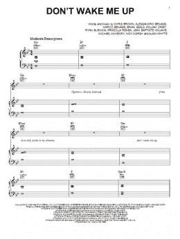 page one of Don't Wake Me Up (Piano, Vocal & Guitar Chords (Right-Hand Melody))