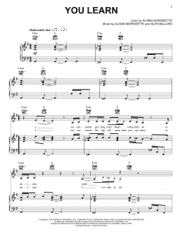page one of You Learn (Piano, Vocal & Guitar Chords (Right-Hand Melody))