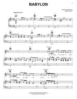 page one of Babylon (Piano, Vocal & Guitar Chords (Right-Hand Melody))