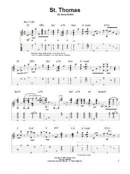 page one of St. Thomas (Solo Guitar)