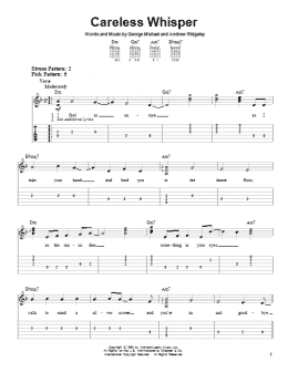 page one of Careless Whisper (Easy Guitar Tab)