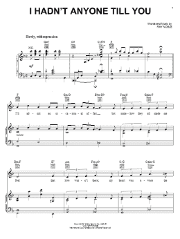 page one of I Hadn't Anyone Till You (Piano, Vocal & Guitar Chords (Right-Hand Melody))