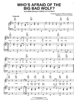page one of Who's Afraid Of The Big Bad Wolf? (from Three Little Pigs) (Piano, Vocal & Guitar Chords (Right-Hand Melody))