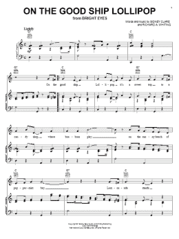 page one of On The Good Ship Lollipop (Piano, Vocal & Guitar Chords (Right-Hand Melody))